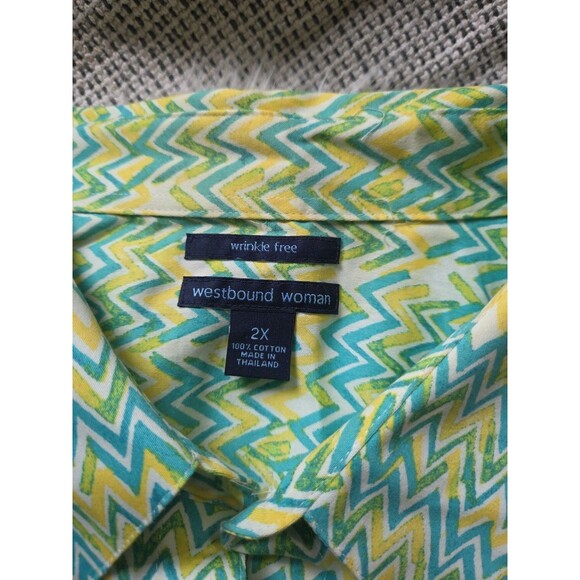 Westbound "Wrinkle Free" Long Sleeve Lightweight Button Up Green Chambray 2X - Picture 8 of 11